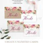 Wood Floral Baby Shower Thank You Card, Printable Thank Yous Pink Flowers  Baby Girl Thankyou N6 With Regard To Thank You Card Template For Baby Shower
