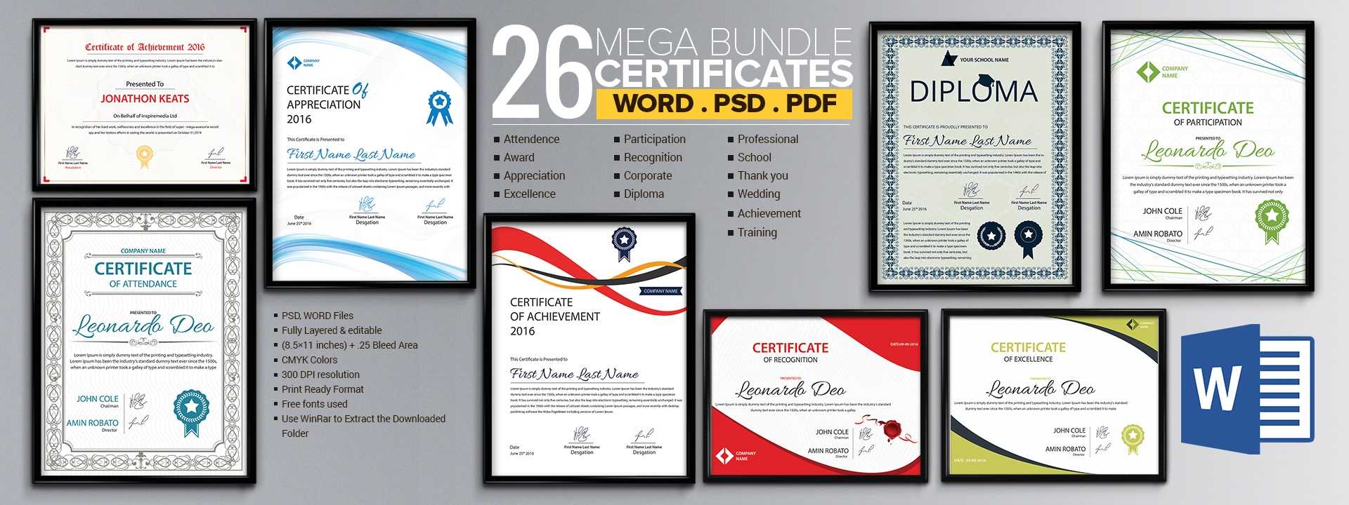 Word Certificate Template - 53+ Free Download Samples In Blank Award Certificate Templates Word