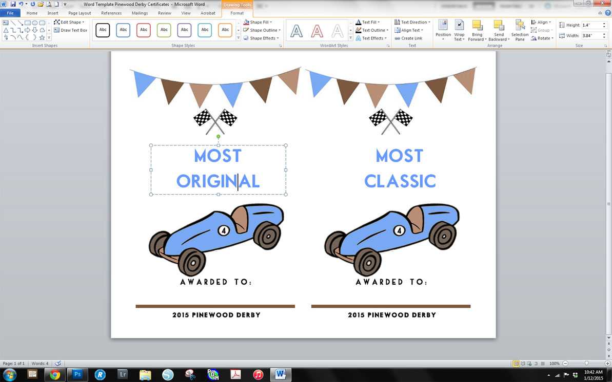 Word Template Pinewood Derby For Pinewood Derby Certificate Template