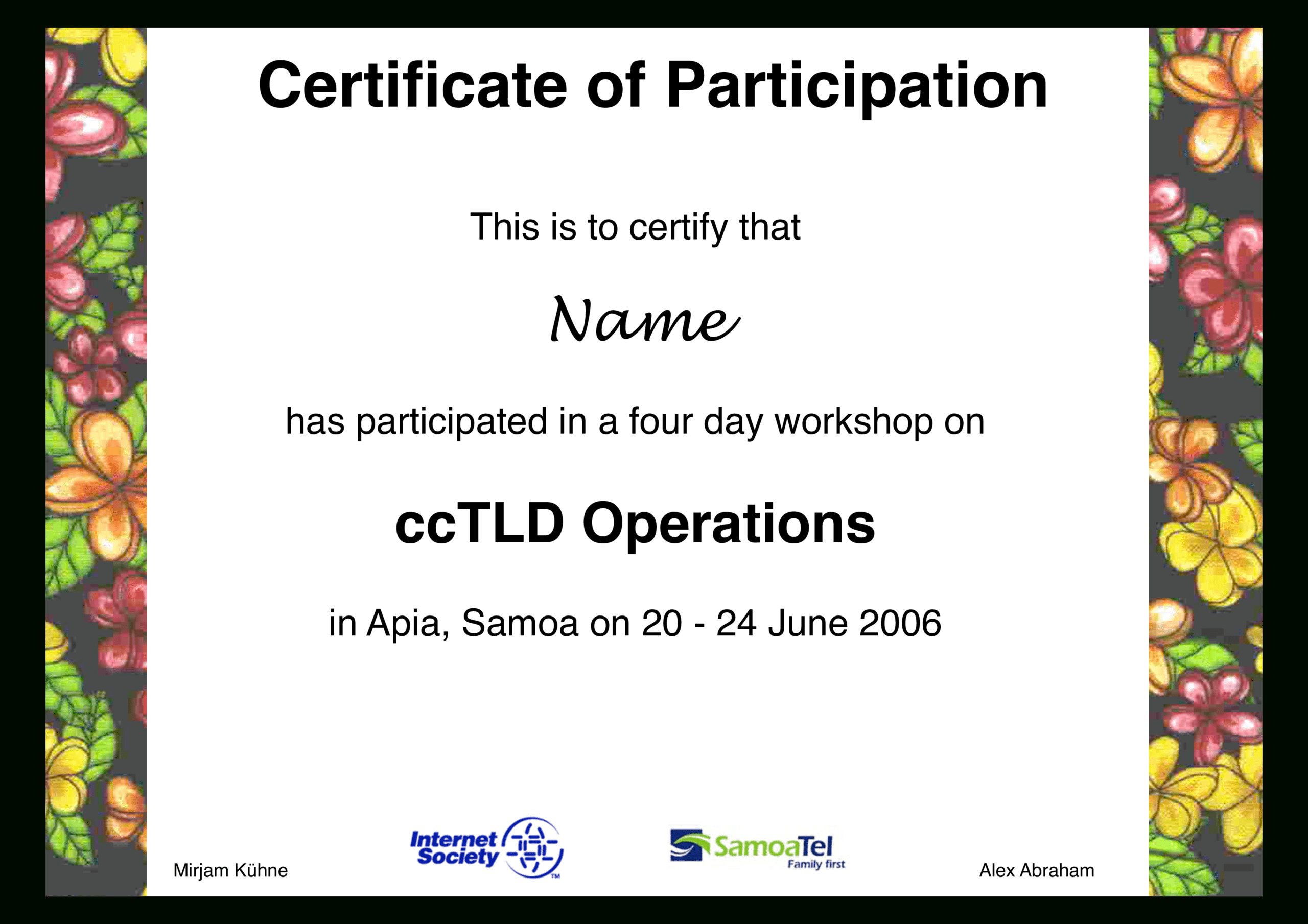 Workshop Participation Certificate | Templates At In Certificate Of Participation In Workshop Template