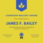 Yellow Leadership Award Certificate – Templatescanva Throughout Leadership Award Certificate Template