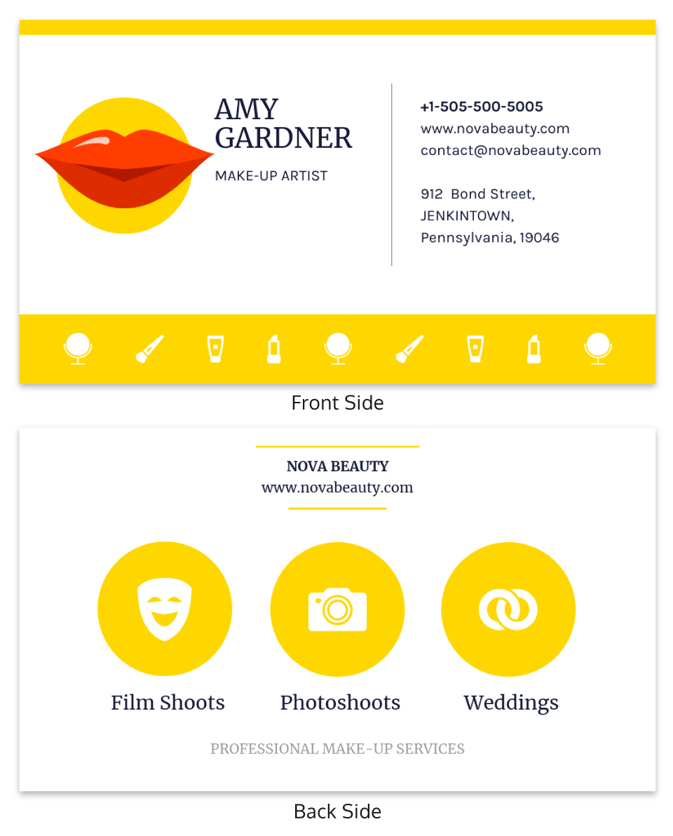 Yellow Makeup Artist Business Card Template Within Dog Grooming Record Card Template