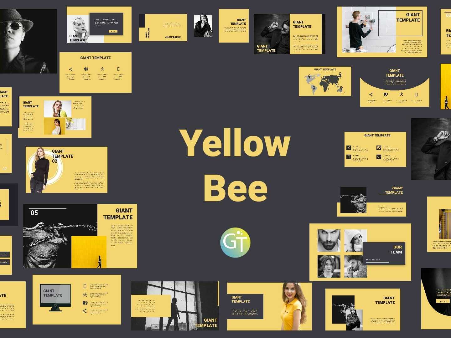 Yellowbee Free Powerpoint Template Free Downloadgiant Inside Powerpoint Animation Templates Free Download