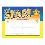 You're A Star! Gold Foil Stamped Certificates – Pack Of 25 Throughout Star Certificate Templates Free