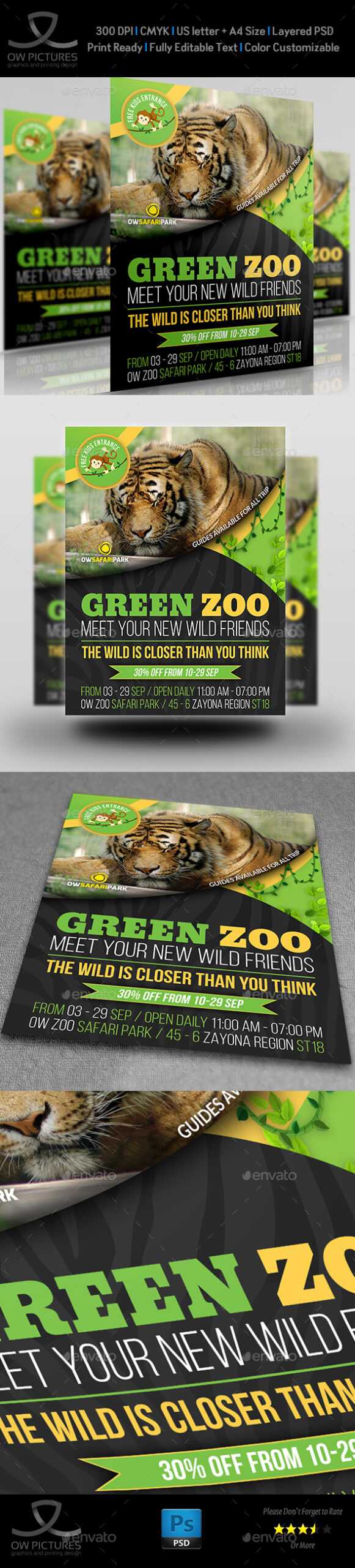 Zoo Flyer Graphics, Designs & Templates From Graphicriver With Regard To Zoo Brochure Template